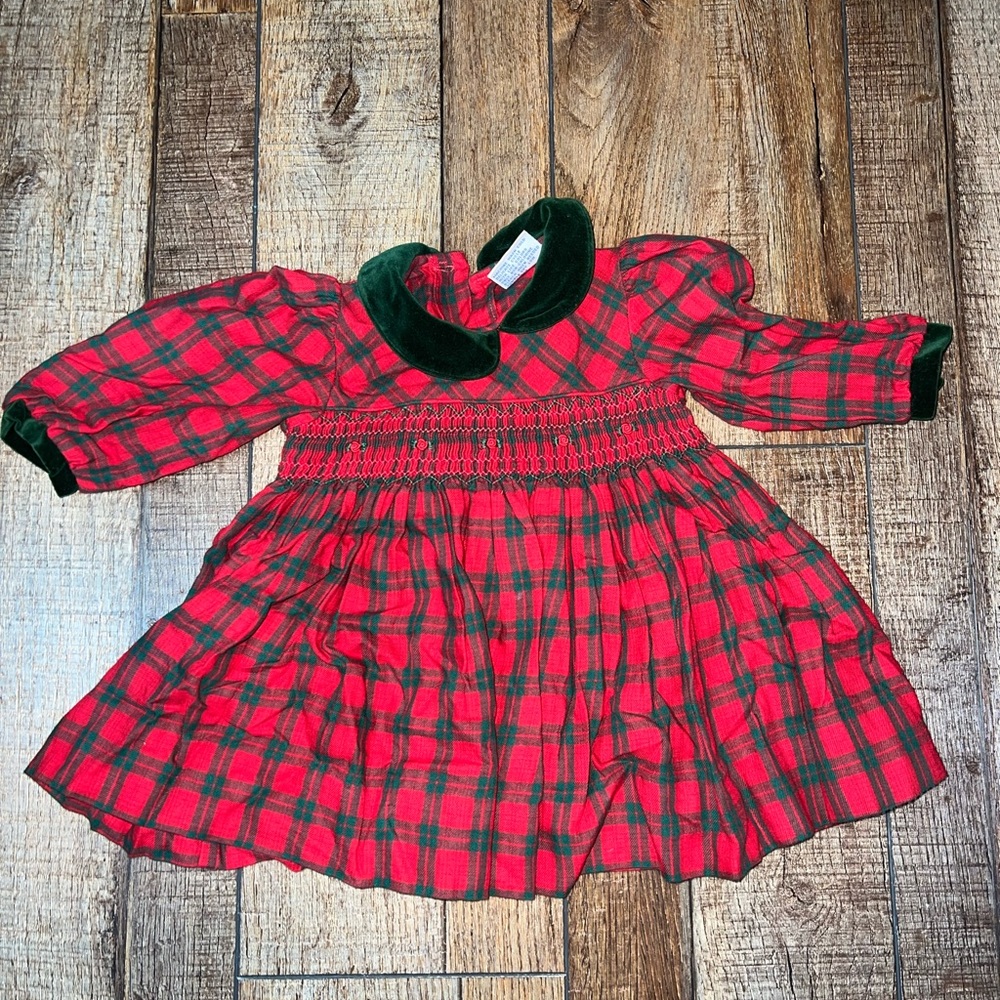 Red and green plaid matching set